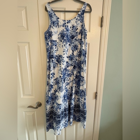 J. Jill Navy and White Patterned Maxi Summer Sun Dress - Picture 4 of 13